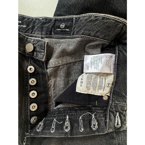 AG Alexxis High‎ Waist Straight Leg Jeans 90's Faded Black  Size 25 - Picture 5 of 9